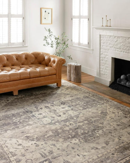 Loloi Hathaway Collection HTH-05 Steel/Ivory 3'-6" x 5'-6", .25"