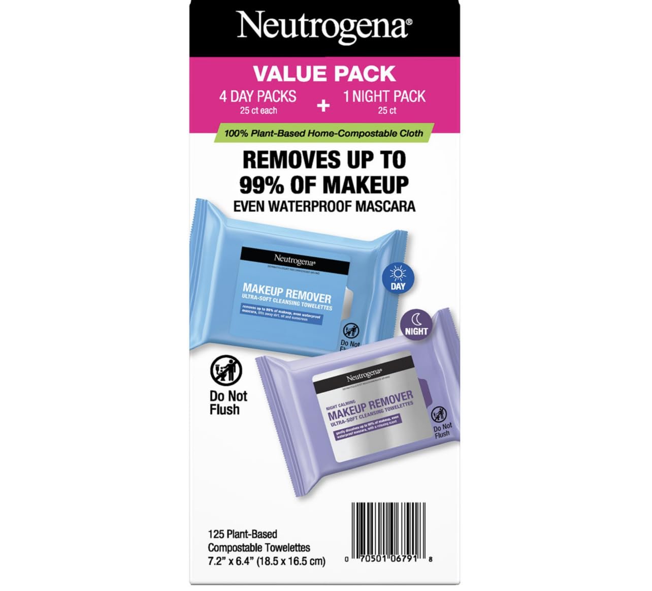 Neutrogena Night Calming Makeup Remover Towelettes 125 ct