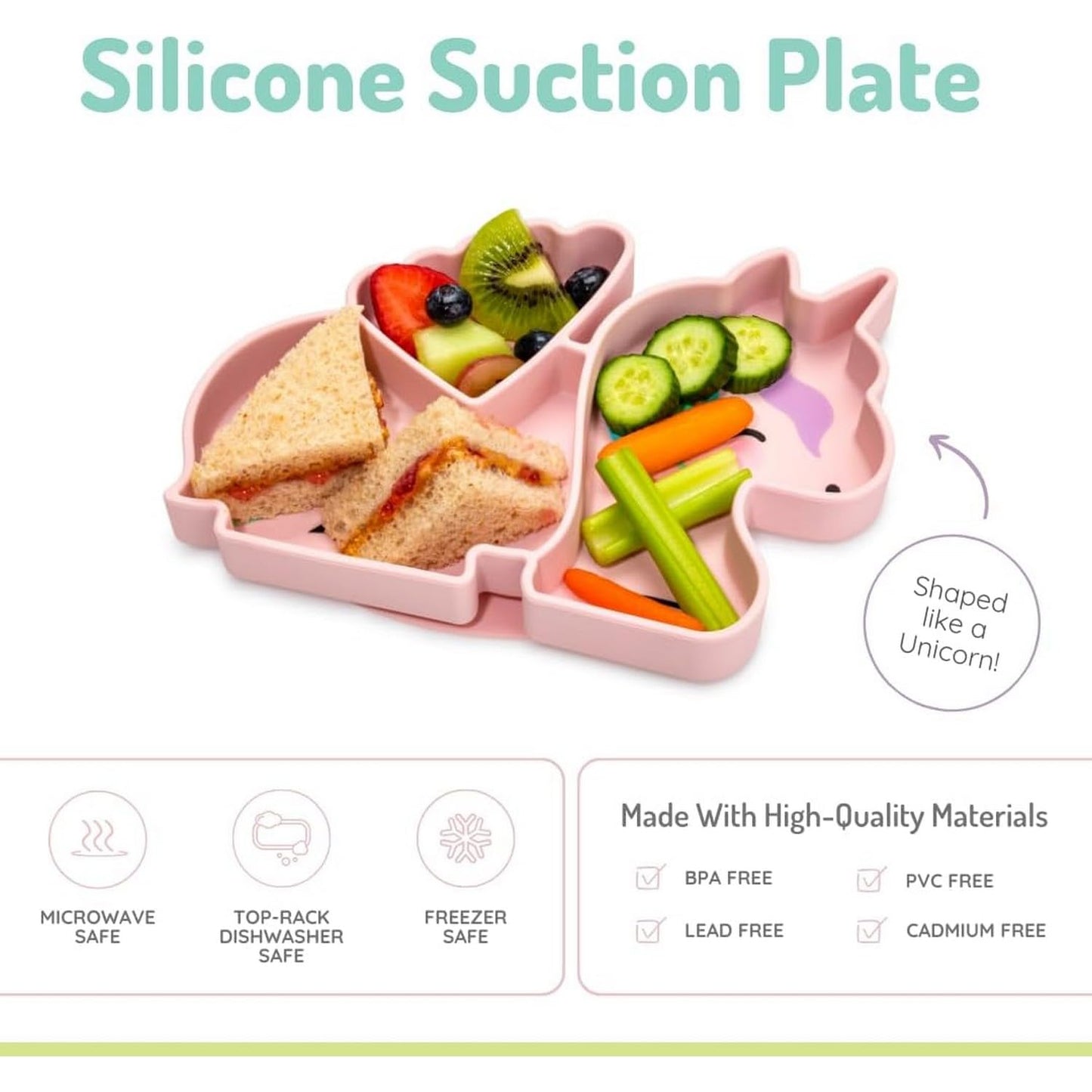 melii Silicone Suction Plate for Babies & Toddlers | Divided Baby Led Weaning Plate, BPA-Free, Non-Toxic, Dishwasher & Microwave Safe, Fits Most High Chairs, 6+ Months (Unicorn)