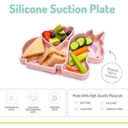 melii Silicone Suction Plate for Babies & Toddlers | Divided Baby Led Weaning Plate, BPA-Free, Non-Toxic, Dishwasher & Microwave Safe, Fits Most High Chairs, 6+ Months (Unicorn)