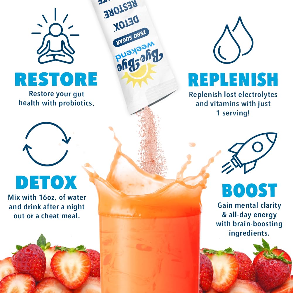 Bye-Bye Weekend Detox Drink Mix Strawberry - 10 Pack (Exp. 03/27)