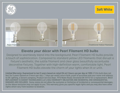 GE Pearl Filament LED 60W - Globe Bulbs (2 Pack)