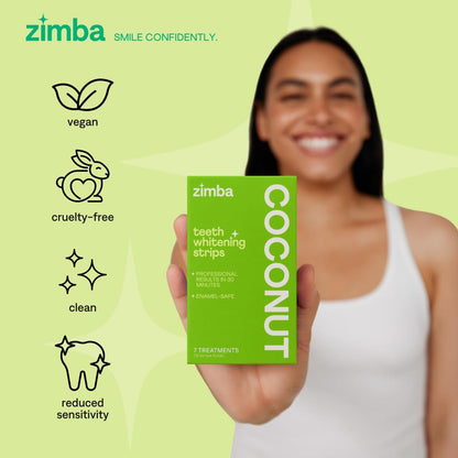 Zimba Coconut Flavored Teeth Whitening Strips 14 Day Treatment Coconut