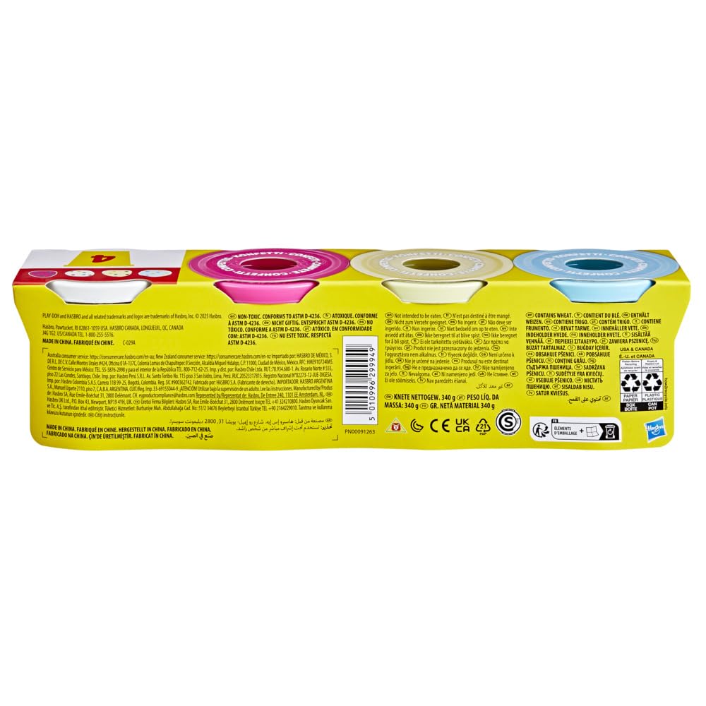Play-Doh 4 Pack Confetti Putty - Colourful Clay Set for Creative Play and Crafts