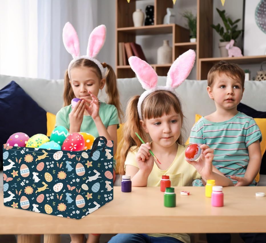 Rectangular  Kids Storage Basket Baby Storage Basket Toy Storage Bin Organizer Shelf Book Room Decor (3 Easter Egg)