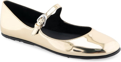 Women's 5.5 Aerosoles Perry Mary Jane Flat Gold