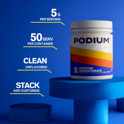 Podium Nutrition, Solos | Creatine Monohydrate, 50 Servings, Unflavored, Boost Athletic Performance *Exp 7/27*