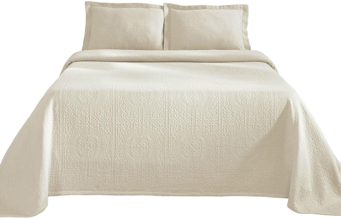 Superior Fleur De Lis Bedspread Set, Queen, Ivory