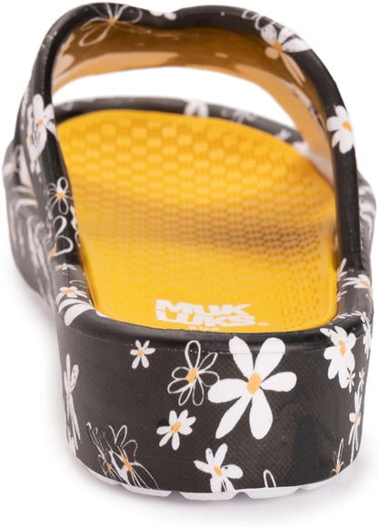 Women's L (9-10) - Spa Day Sandal - Black Daisy