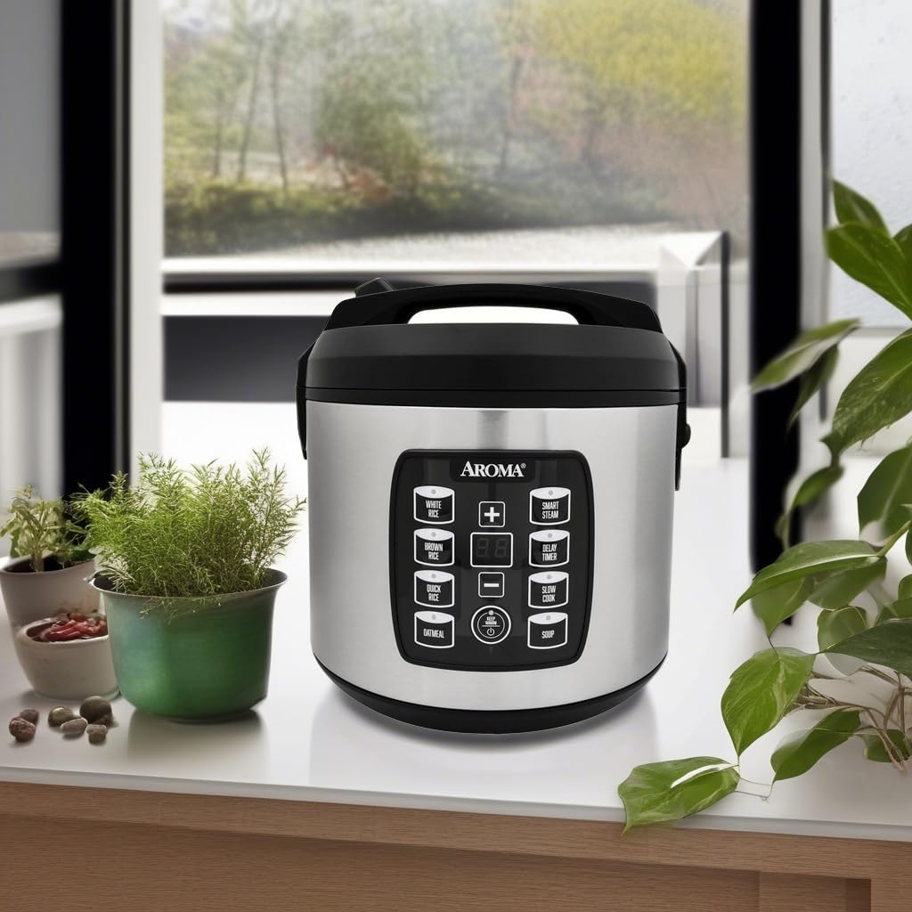 Aroma Digital Rice Cooker Stainless Steel 20-Cup ARC-1030SB