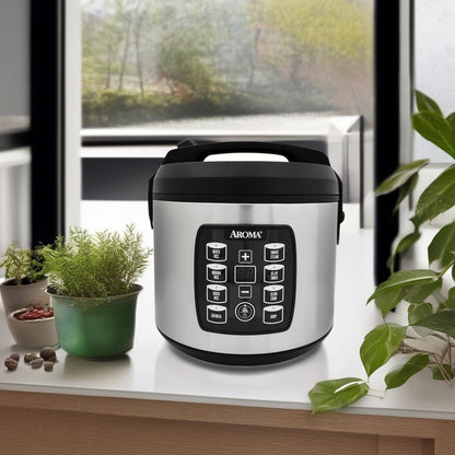 Aroma Digital Rice Cooker Stainless Steel 20-Cup ARC-1030SB
