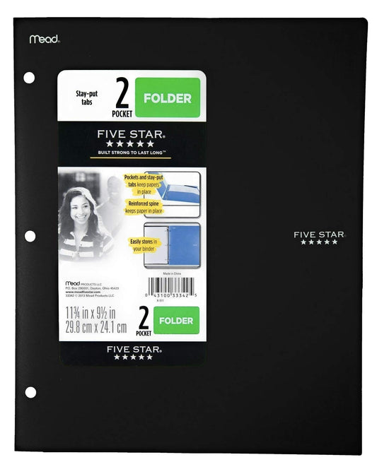 Mead Five Star 2 Pocket Folder with Stay-Put Tabs