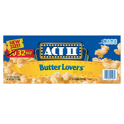 ACT II Butter Lovers Microwave Popcorn, 2.75 Ounce (32 Pack) (BB Mar 15 2027)