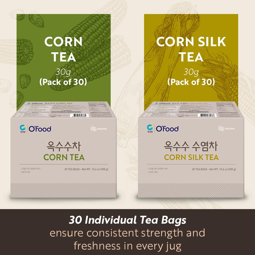 O Food Chung Jung One Corn Tea 300g - Smooth, Nutty Herbal Blend, Bleach-Free Tea Bags, Sugar-Free, Caffeine-Free *Exp 9/24/25*