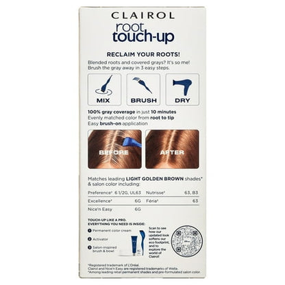 Clairol Root Touch-Up Nice'n Easy Permanent Hair Dye, 6G Light Golden Brown, Hair Color, 1 Kt