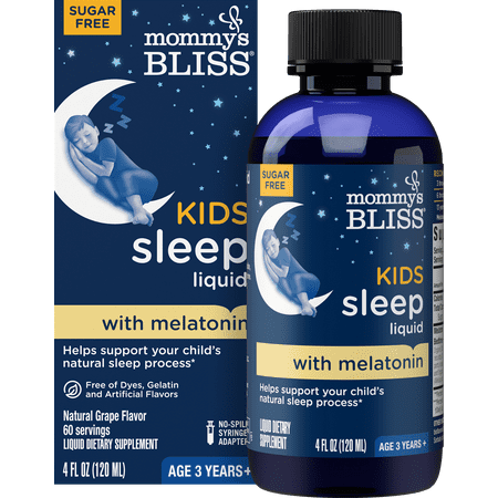 Mommy's Bliss Kids Sleep Liquid, Melatonin, Kids 3 Yrs +, Natural Grape, over-the-Counter. 4 fl oz *Exp 7/26*