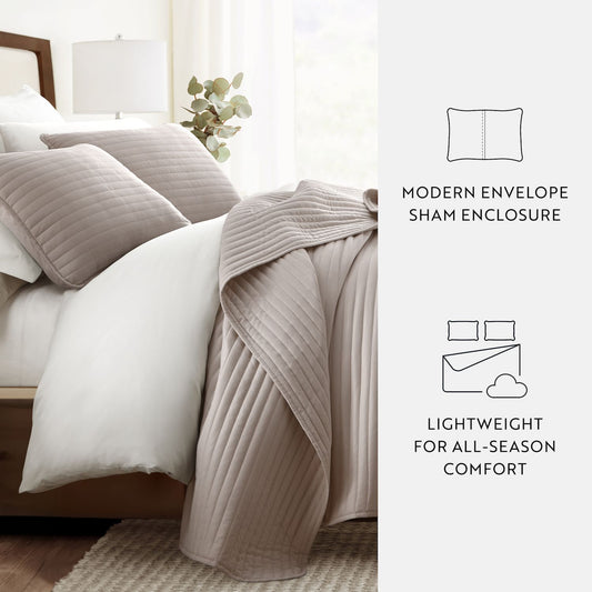 Home Collection All Season Stripe Quilt Set with Shams - Full/Queen - Light Gray *Damaged Package*