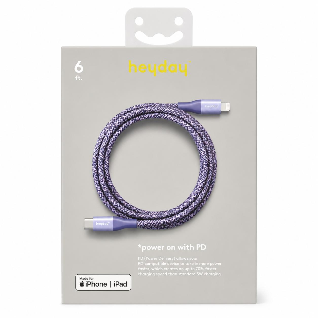 Heyday 6 ft USB-C to Lightning Braided Fast Charging Cable