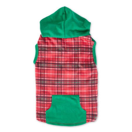 Vibrant Life  Dog Clothes  Plaid Pet Hoodie  Red  M