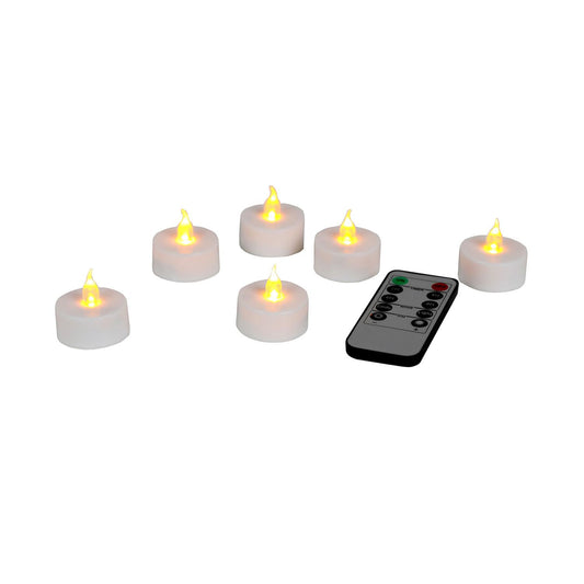 Mikasa Set of 6 White Flickering LED Tealight Candles with Remote **Damaged Box**