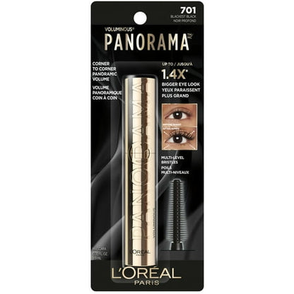 L'Oreal Paris Voluminous Panorama Smudge Resistant Mascara, 701 Blackest Black