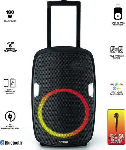 Altec Lansing SoundRover 180-Watt Smart Bluetooth Indoor/Outdoor Party Speaker in Black