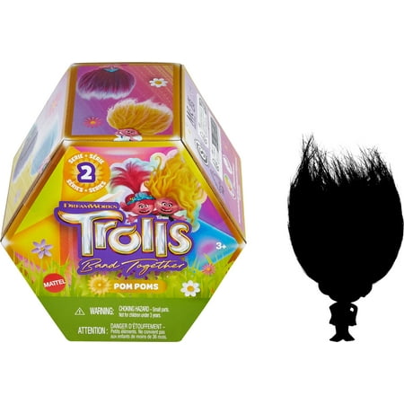 DreamWorks Trolls Band Together Rainbow Pom Poms Keychains with Surprise Mini Doll, Rainbow Series 2