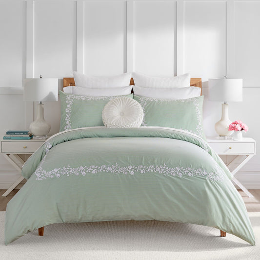 Draper James Adalee Duvet Set Green Stripes Full/Queen