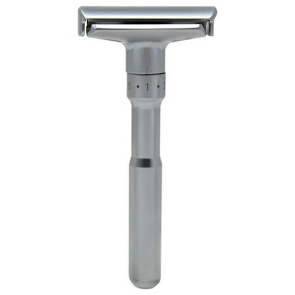 Van Der Hagen Unisex TWIST Adjustable Safety Razor Siver 5 Blades + Shave Butter sample *Damaged Box*