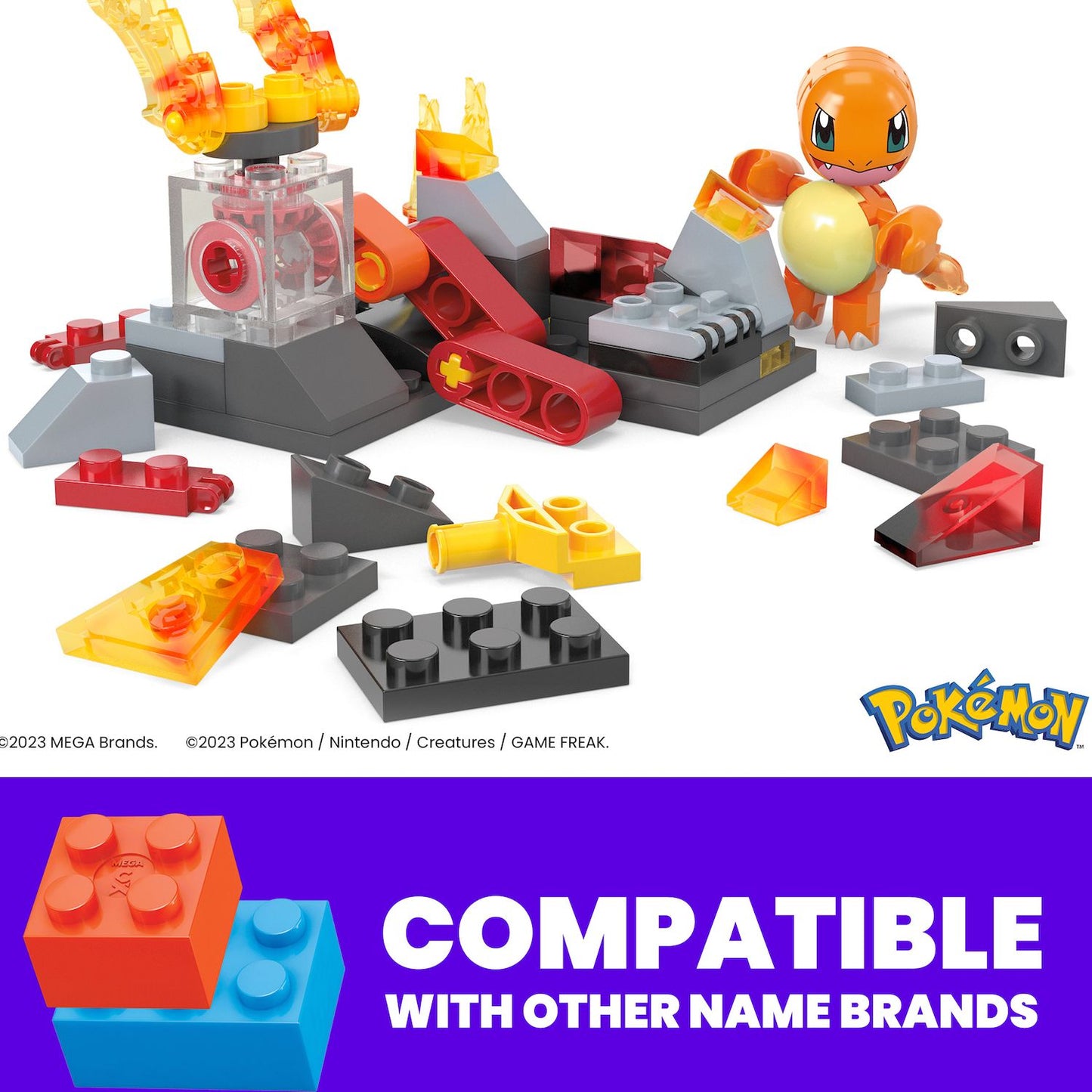Mega Pokemon Charmander's Fire-Type Spin Building Toy Kit (81 Pieces)