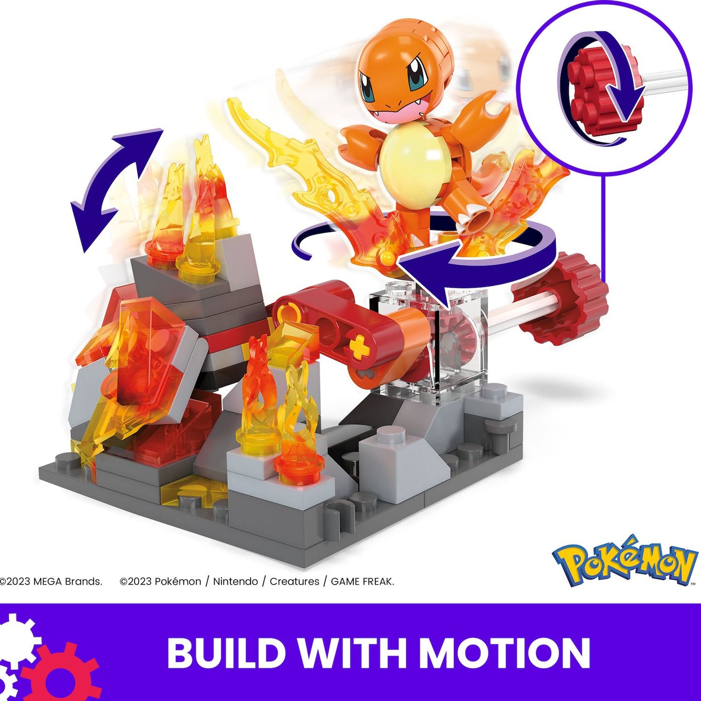 Mega Pokemon Charmander's Fire-Type Spin Building Toy Kit (81 Pieces)