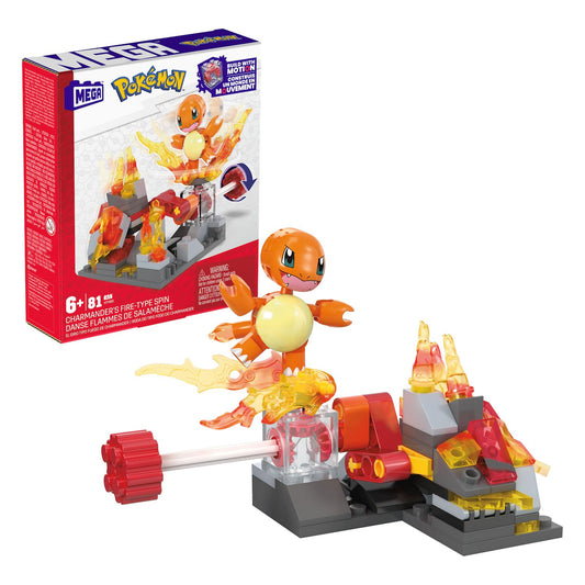 Mega Pokemon Charmander's Fire-Type Spin Building Toy Kit (81 Pieces)
