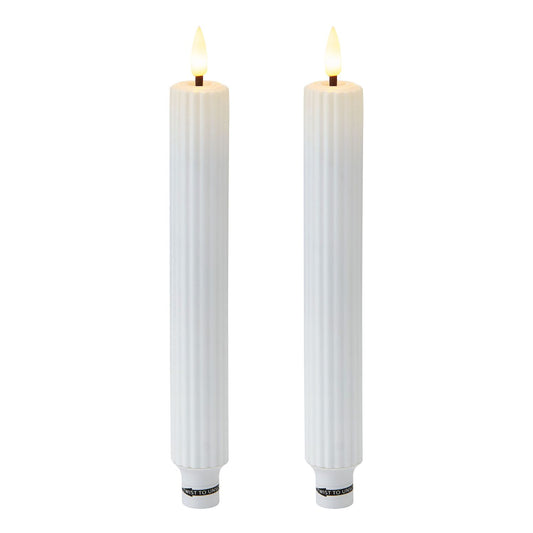Mikasa White Teardrop Wick LED Wax Tapered Candle 2-piece Set