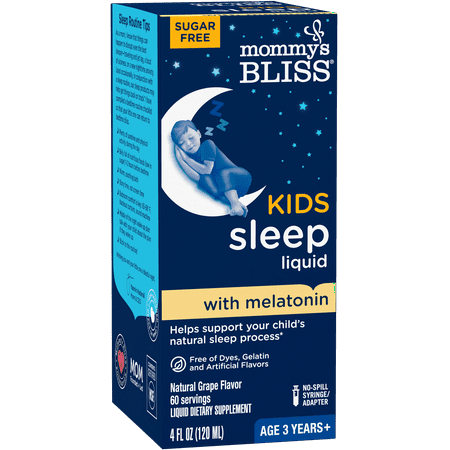 Mommy's Bliss Kids Sleep Liquid, Melatonin, Kids 3 Yrs +, Natural Grape, over-the-Counter. 4 fl oz