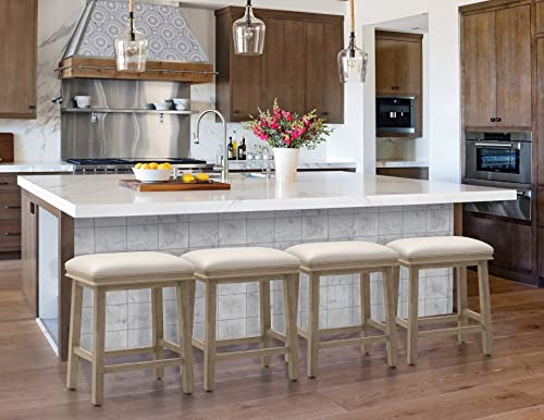 White Solid Wood Bar Stools Set of 4