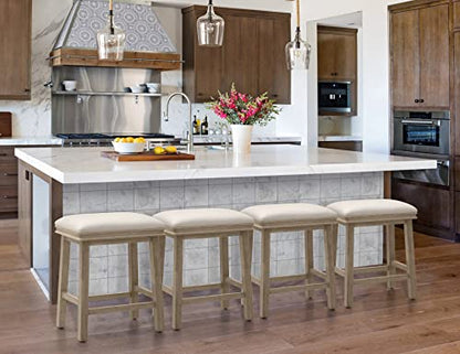 White Solid Wood Bar Stools Set of 4