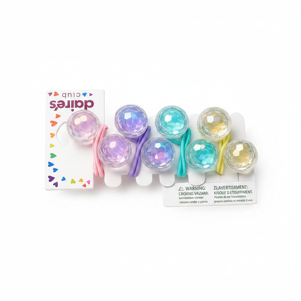 Claire's Club Multi colored Hexagon Ball Holographic Hair Ties