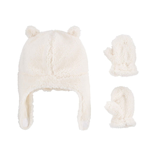 Baby Carter's 2-Pack White Sherpa Hat & Mitten Set