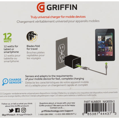 Griffin PowerBlock Universal USB-A 12W Wall Charger - Black