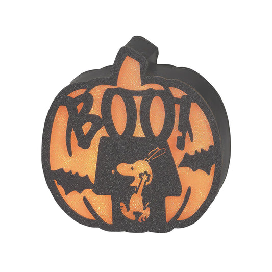 Roman Peanuts Snoopy's Doghouse Boo! Pumpkin LED Halloween Wall or Table Decor