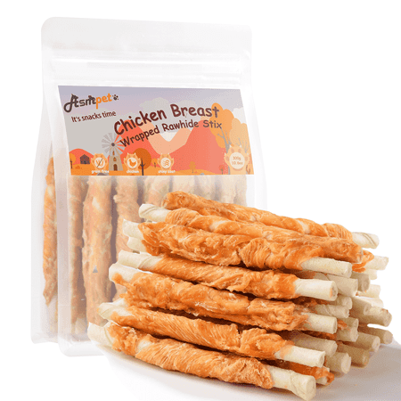ASMPET Rawhide Dog Chew, Natural Chicken Wrapped Long-Lasting Treat for Dog, 10.6 oz. *Exp 11/18/25*