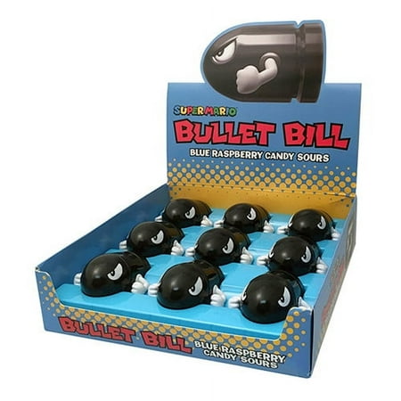 Bullet Bill Shaped Tin with Blue Raspberry Bill Shaped Candy
