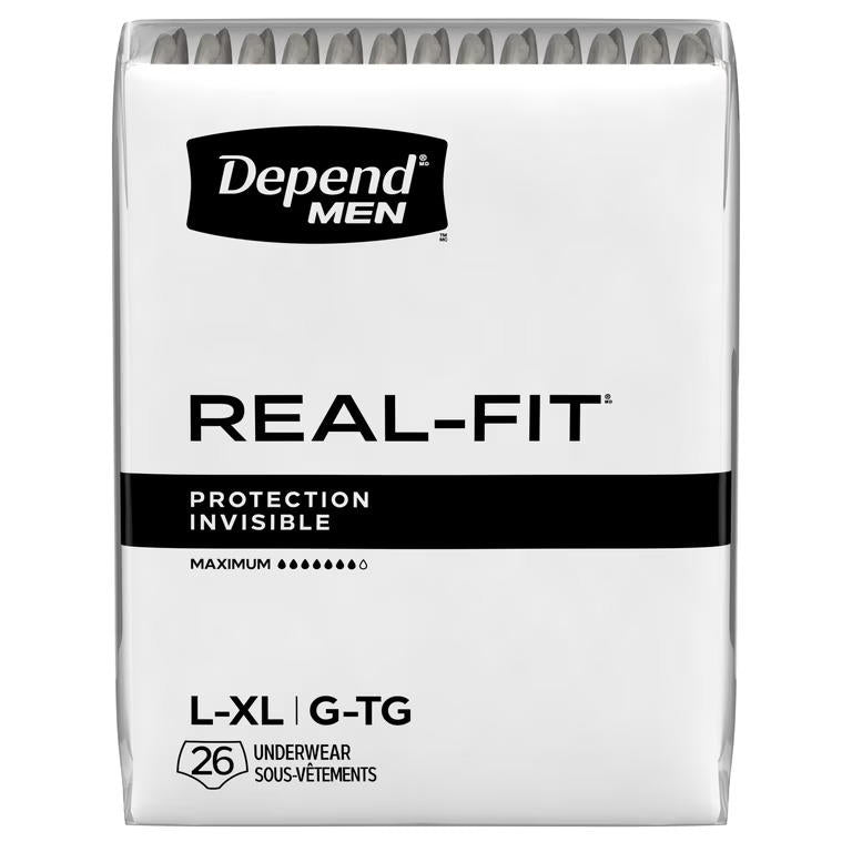 Depend Real Fit Adult Diapers, Black, 26 Count