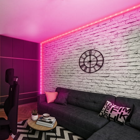 Onn Bright Multicolor LED Light Strip 50ft, Indoor Light with Remote Control