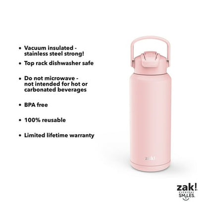 Zak! Everyday Smiles Leak-proof Straw Bottle 32 oz - Pink/Salmon *Missing Label* *Minor Cosmetic Damage*