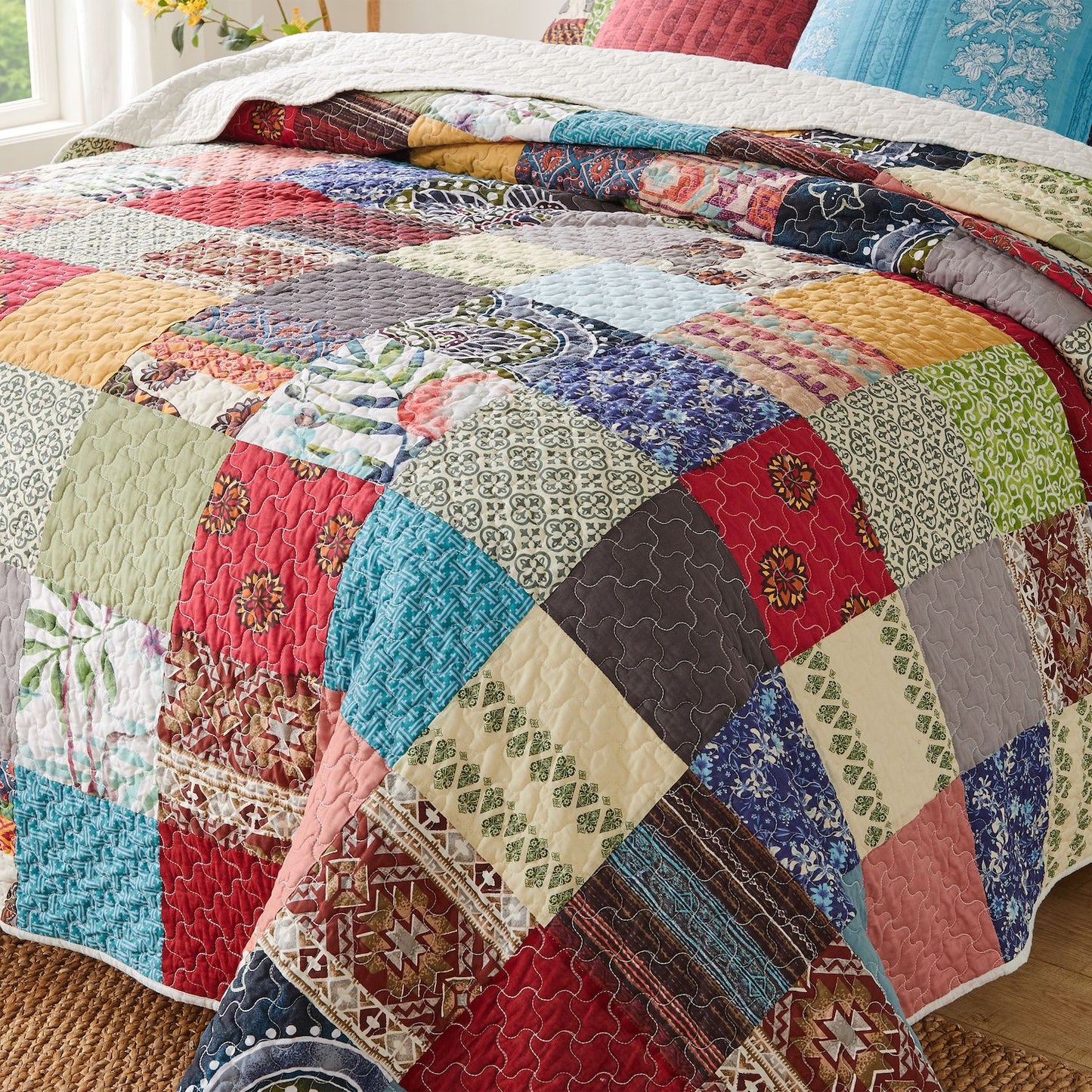 Greenland Home Fashions Renee Upcycle Quilt Set, Full/Queen