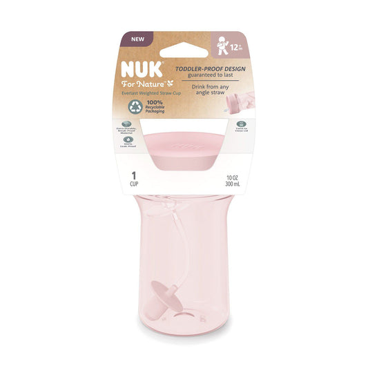 NUK for Nature Everlast Weighted Cup with Straw Pink