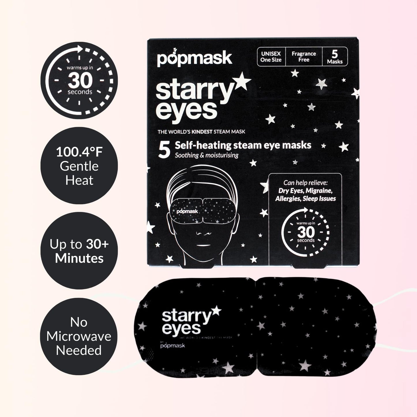 Popmask Starry Eyes Self Heating Steam Eye Masks 5 Pack