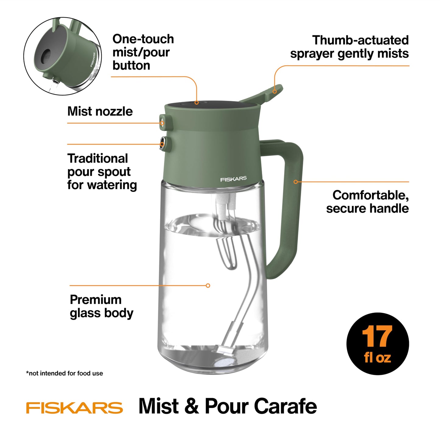Fiskars 17oz 2-in-1 Mist & Pour Watering Can for Indoor Plants