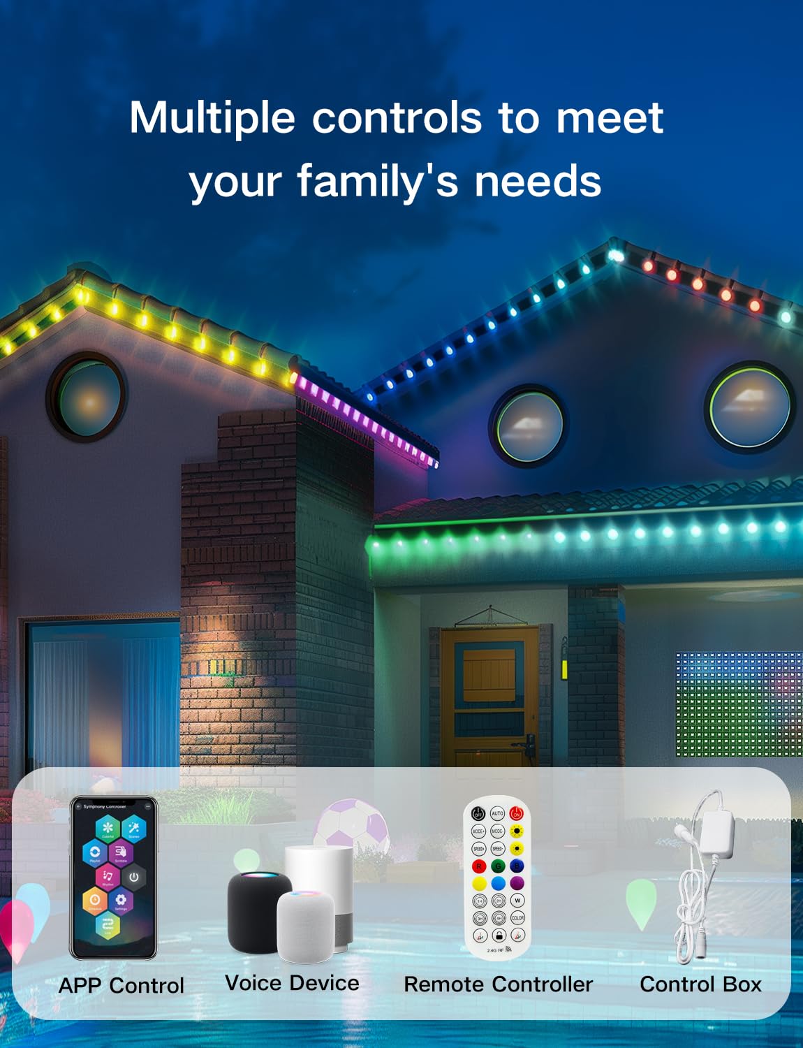 Permanent Outdoor Lights, 50ft with 36 LED Lights, IP67 Water-Proof, Compatible with Alexa, Assistant